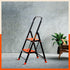 Bathla Boost Rhino 2 - Step Foldable Steel Ladder For Home (Black + Orange)