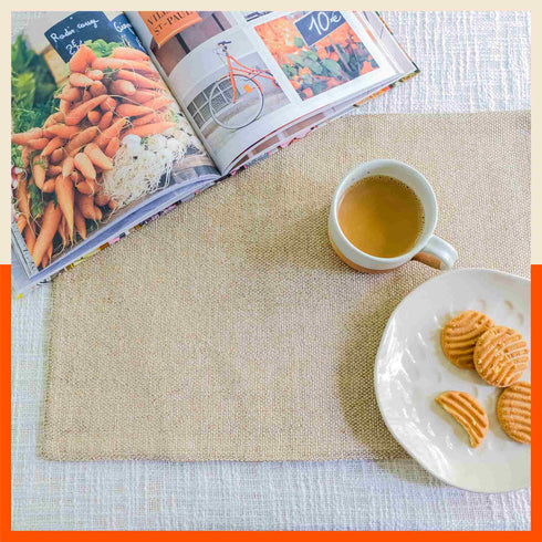 Vera Premium Jute Table Mats / Placemats for Home Dining Table | Reversible | (Bronze - Set of 6 - 45cm x 30cm)