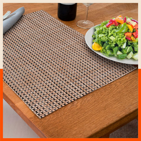 Woven PVC Table mats / Placemats for Dining Table at Home (Emil - Set of 6)