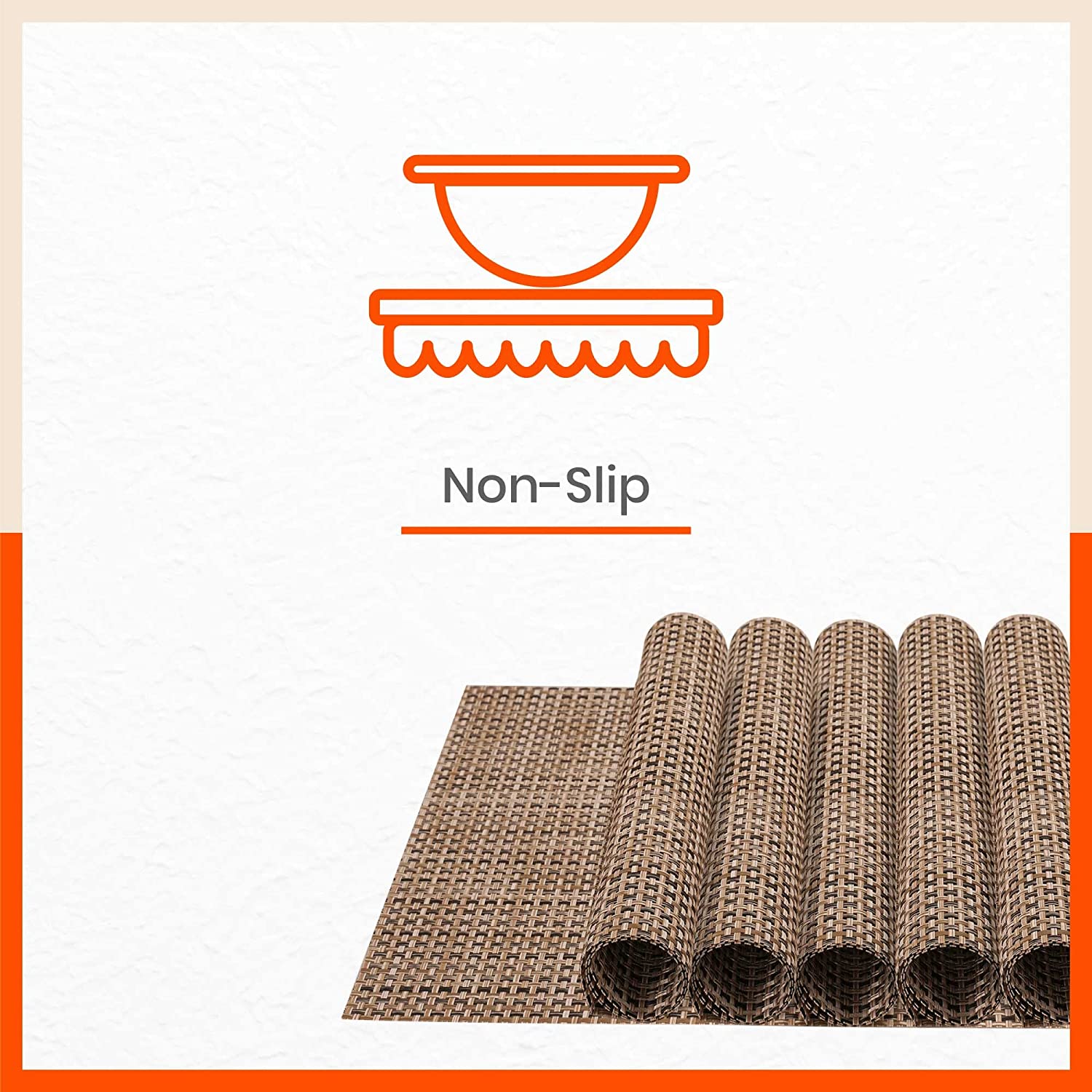 Woven PVC Table mats / Placemats for Dining Table at Home (Emil - Set of 6)