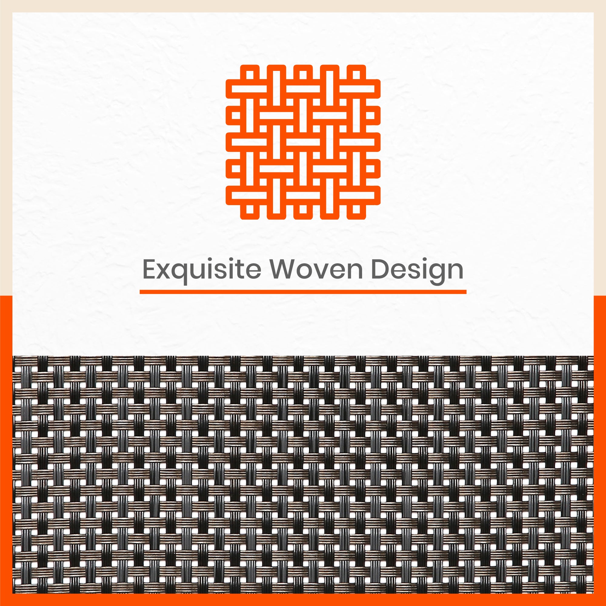 Woven PVC Table Mats / Placemats for Dining Table at Home (Ezra -Set of 6)