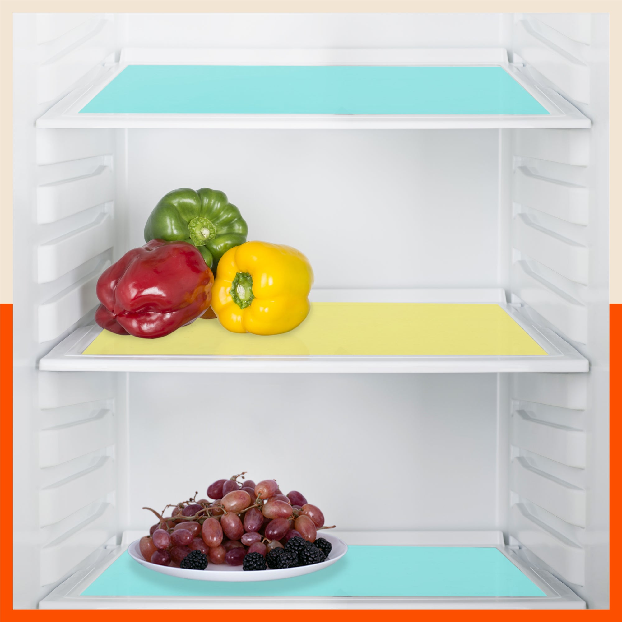 VIDA Multipurpose Translucent Texture Fridge Mats |Yellow & Teal Combo (45 cm X 30 cm 425 GSM)