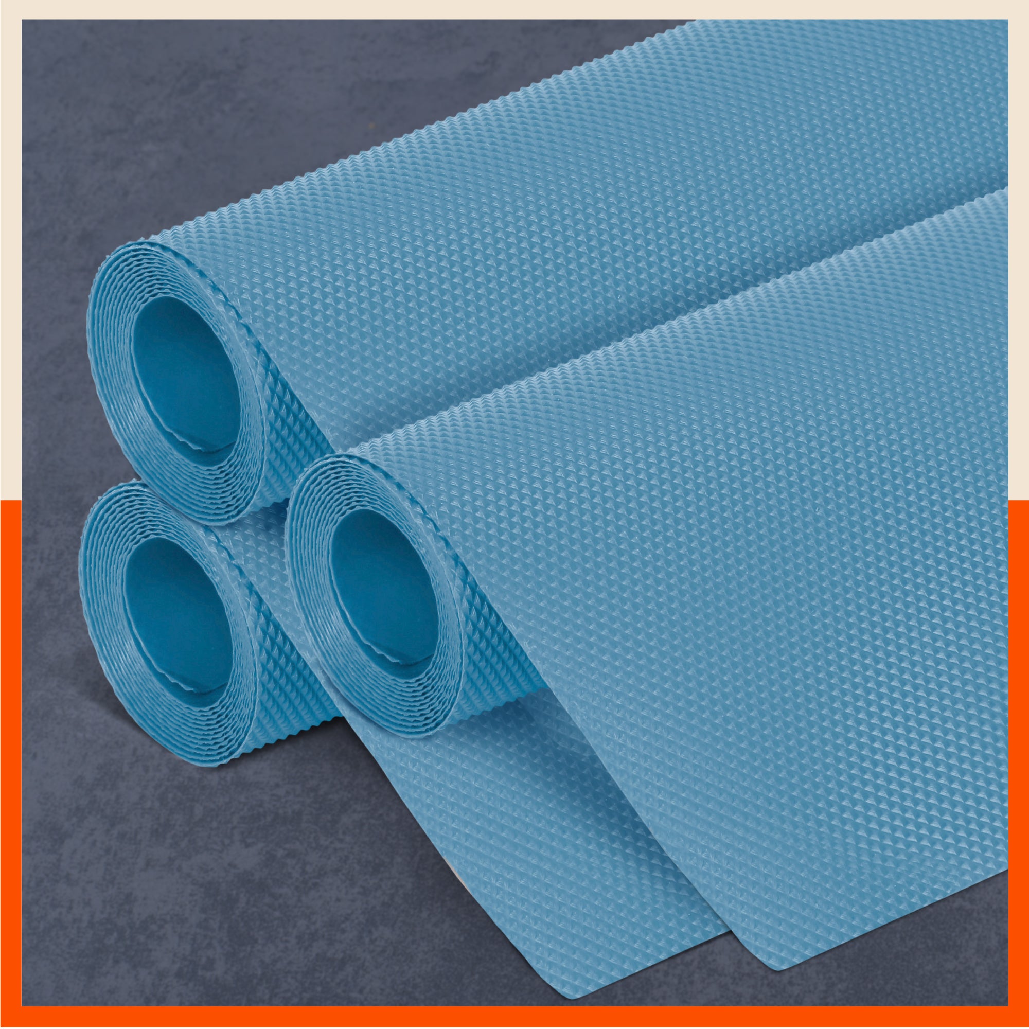 Vega Multipurpose Diamond Texture Shelf Liner | Blue (45cm X 150 cm 380 GSM Pack of 3)