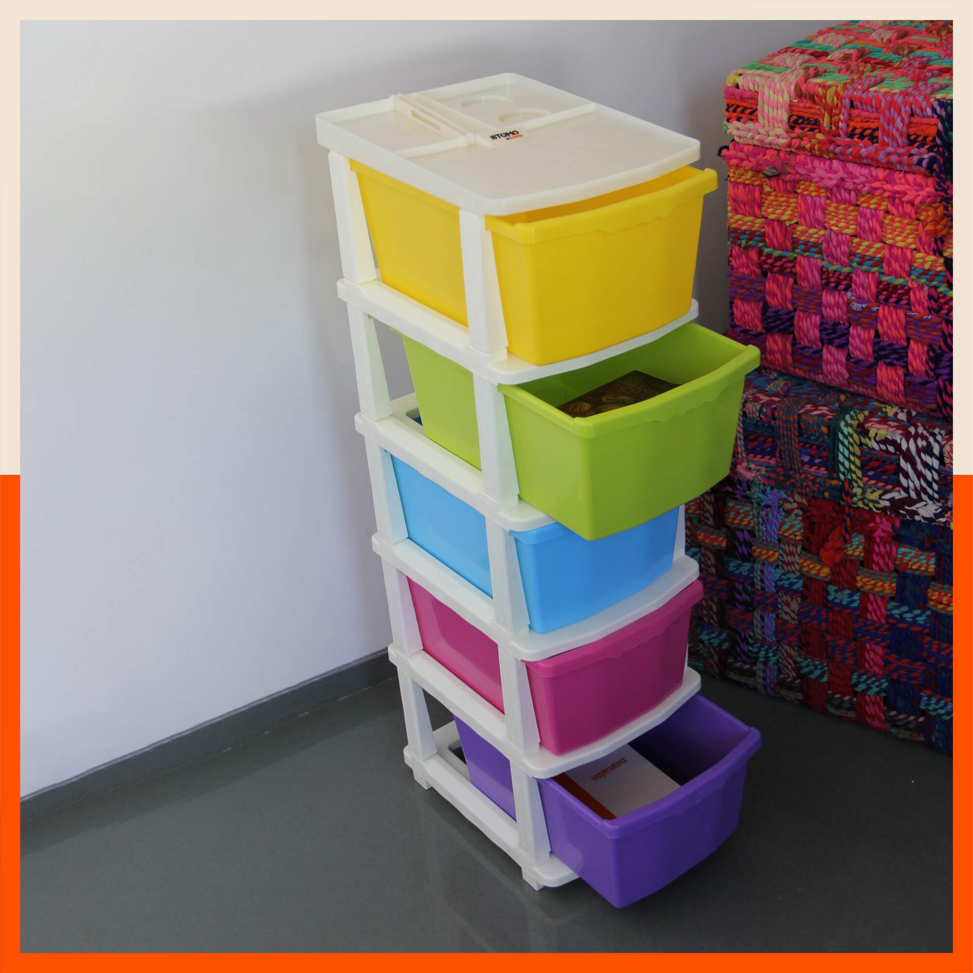 Stomo 4 Drawer Multi-Purpose Storage Organizer for Home and Office (Pink)