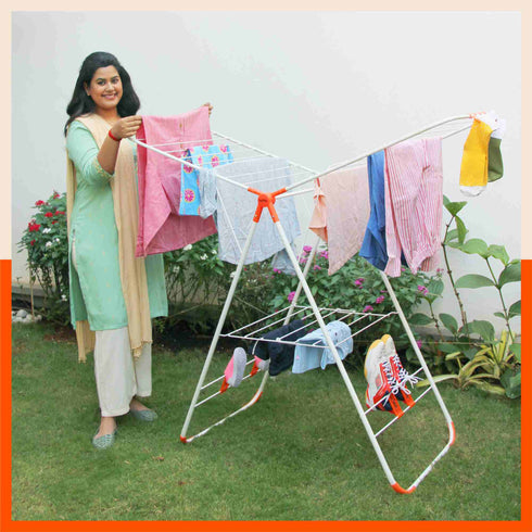 Bathla Mobidry Neo - Foldable Cloth Drying Stand For Home (Orange)