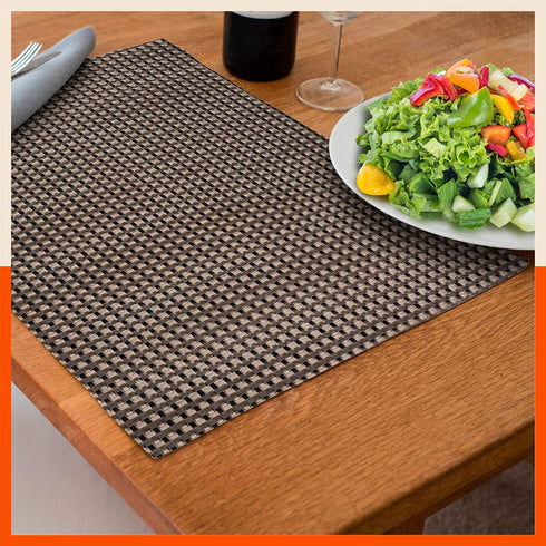 Woven PVC Table Mats / Placemats for Dining Table at Home (Kaya - Set of 6)