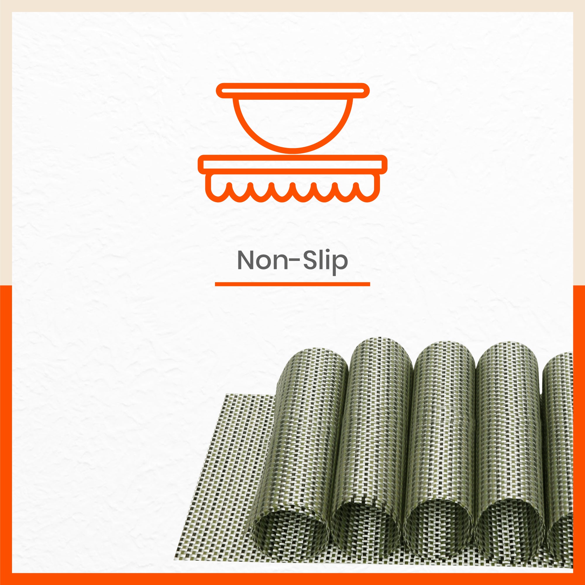 Woven PVC Table Mats / Placemats for Dining Table at Home (Leon - Set of 6)