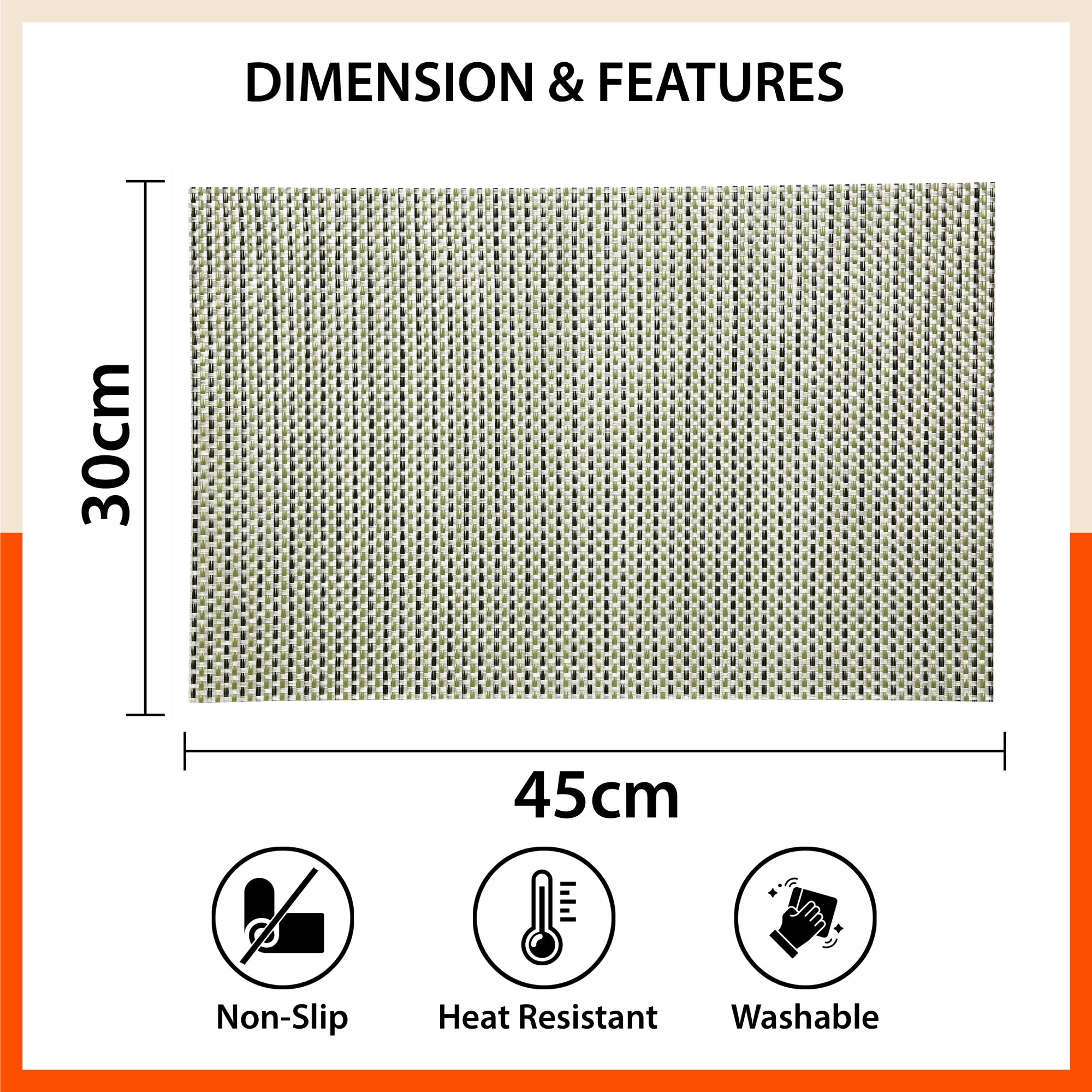 Woven PVC Table Mats / Placemats for Dining Table at Home (Leon - Set of 6)