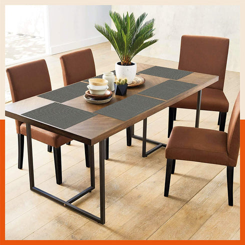 Woven PVC Table Mats / Placemats for Dining Table at Home (Liam - Set of 6)