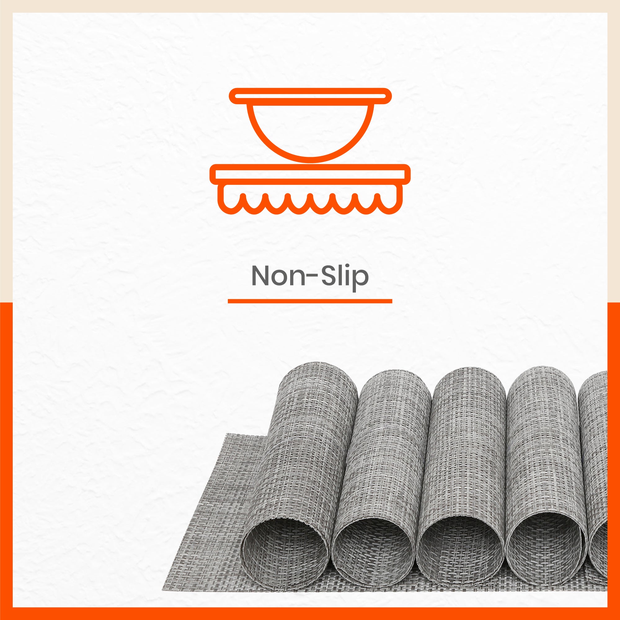 Woven PVC Table Mats / Placemats for Dining Table at Home (Luca - Set of 6)