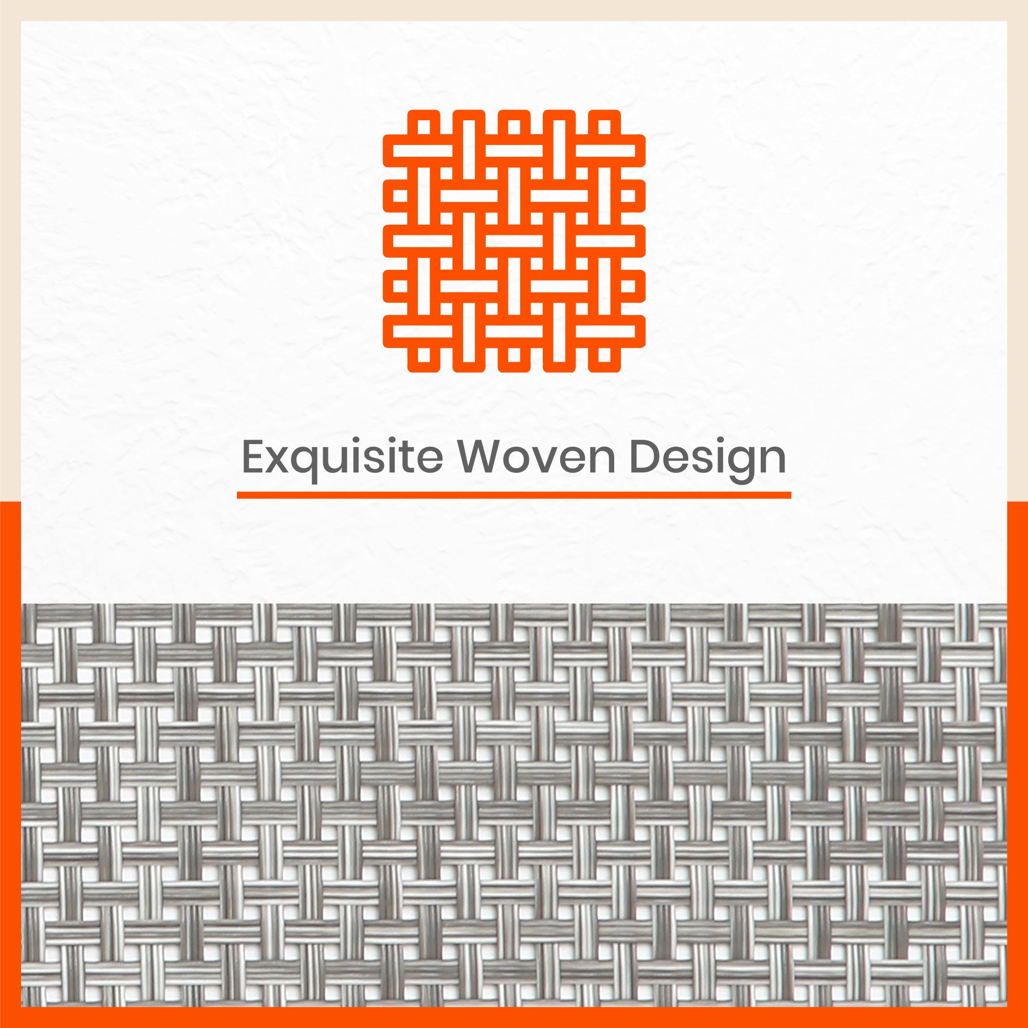 Woven PVC Table Mats / Placemats for Dining Table at Home (Luca - Set of 6)