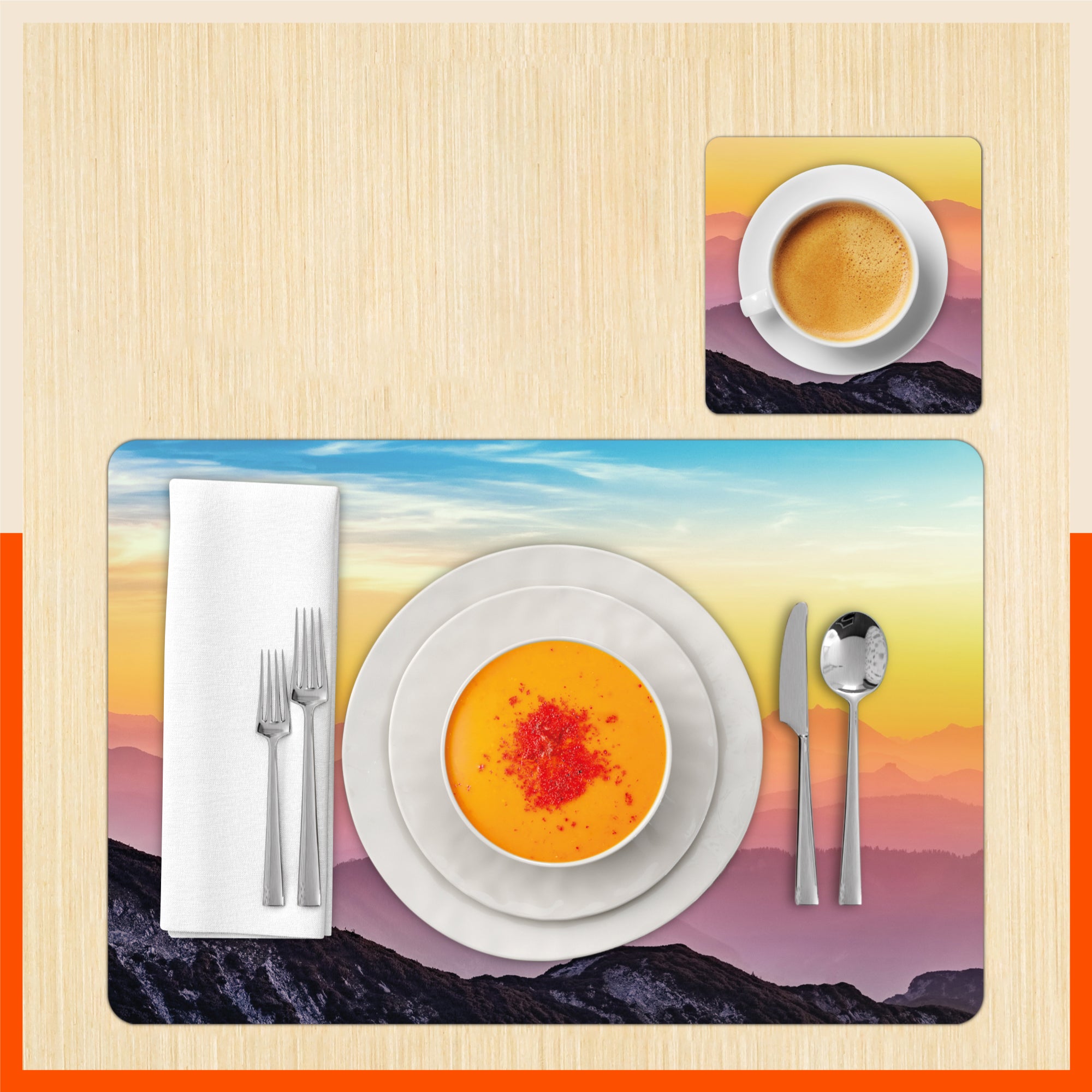Polypropylene Table Mats & Coasters for Dining Table at Home (Lilac Dawn - Set of 6)