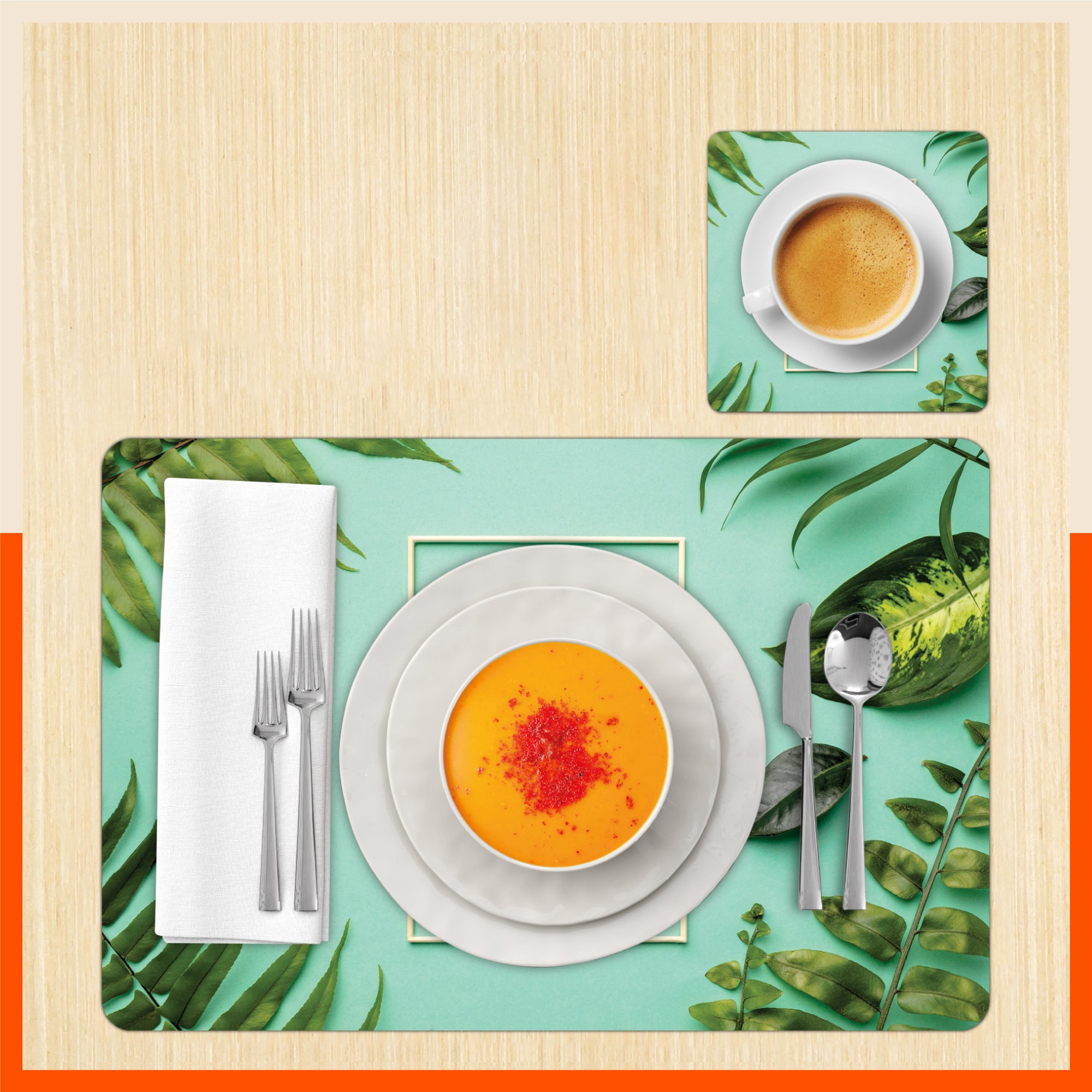 Polypropylene Table Mats & Coasters for Dining Table at Home (Calyx - Set of 6)