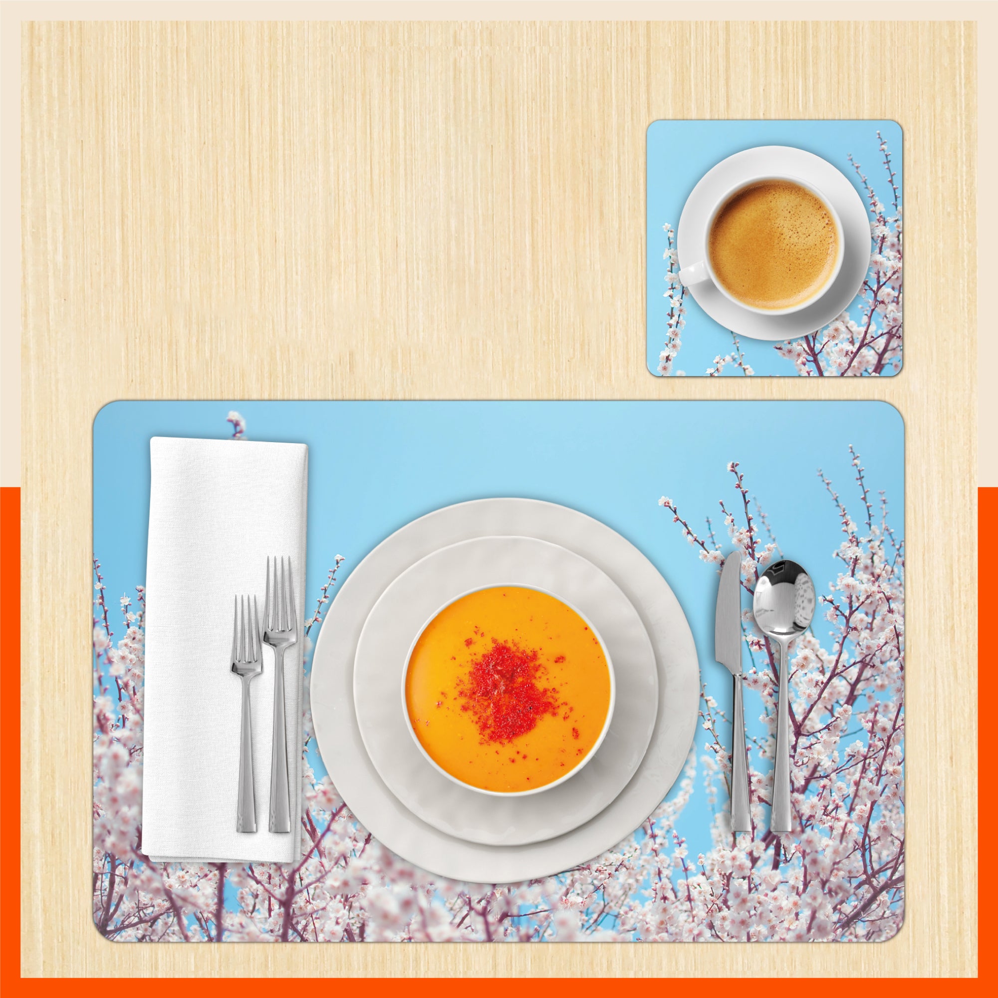 Polypropylene Table Mats & Coasters for Dining Table at Home (Alder - Set of 6)