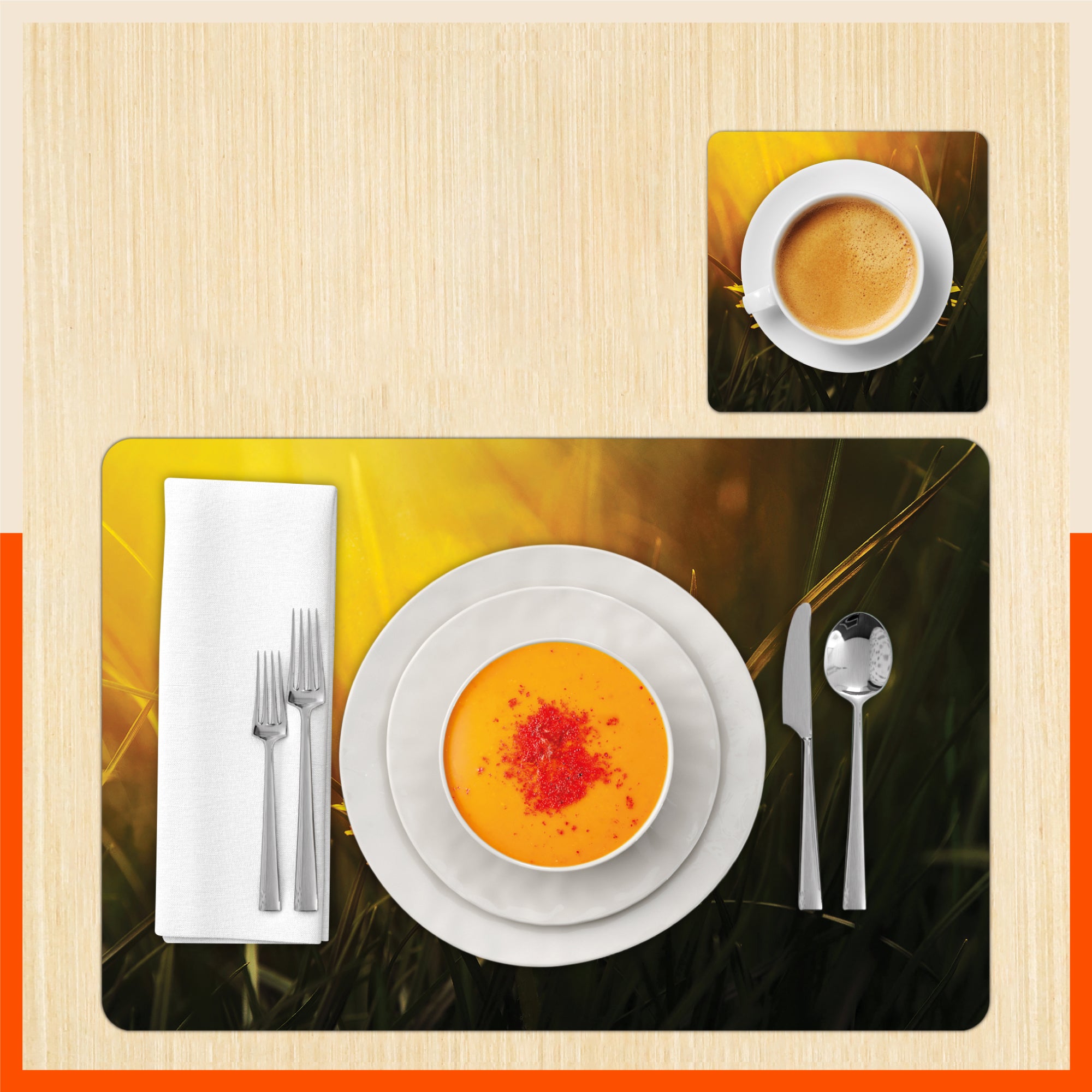Polypropylene Table Mats & Coasters for Dining Table at Home (Aubade - Set of 6)