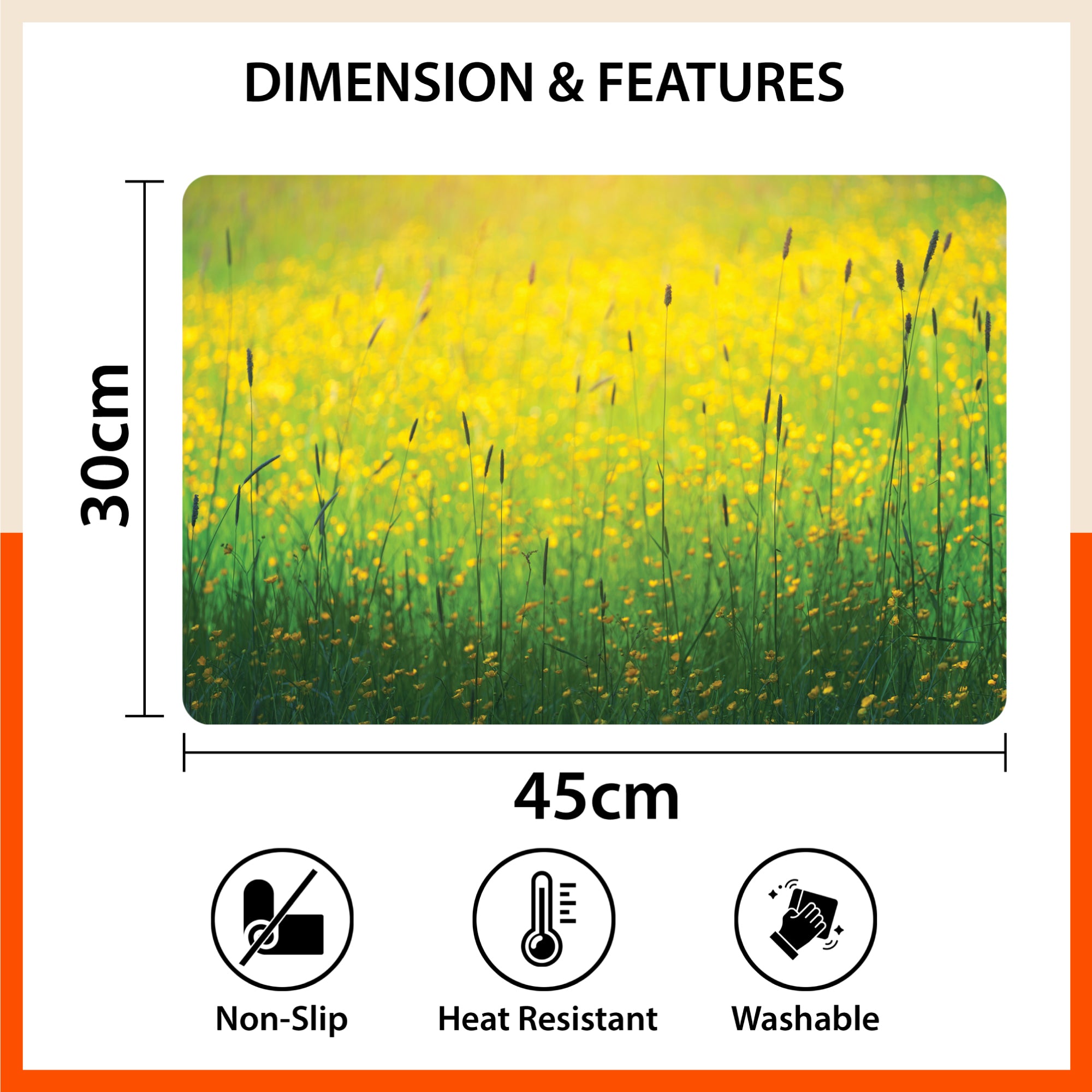 Polypropylene Table Mats & Coasters for Dining Table at Home (Meadow - Set of 6)