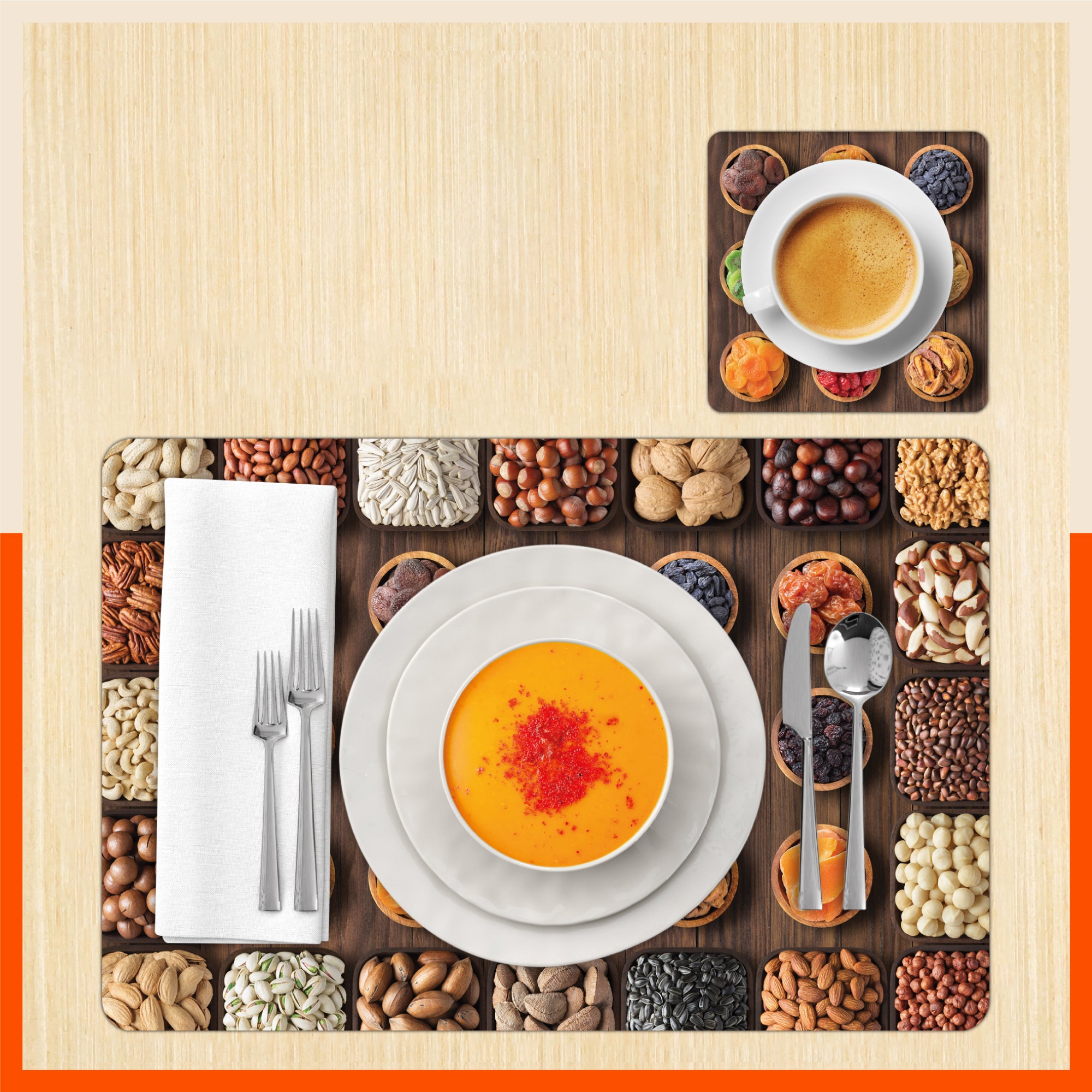 Polypropylene Table Mats & Coasters for Dining Table at Home (Aride - Set of 6)