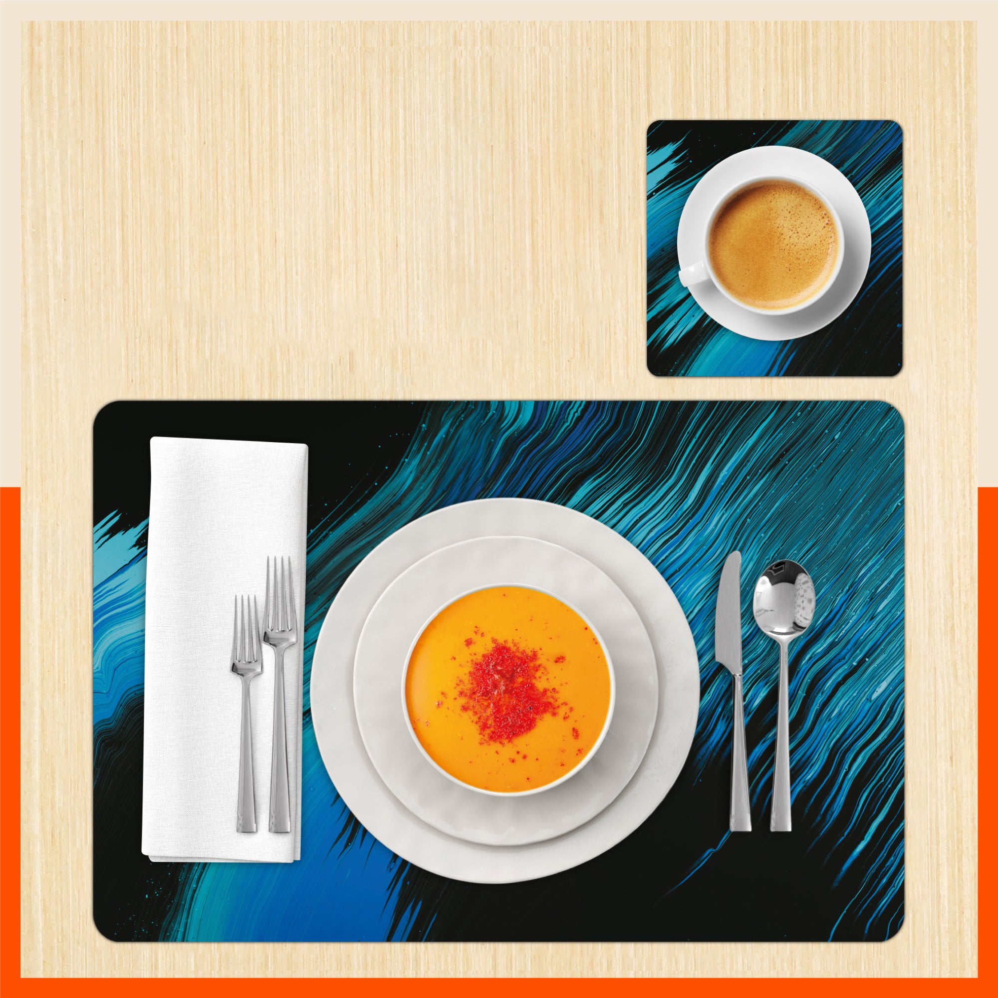 Polypropylene Table Mats & Coasters for Dining Table at Home (Eternity - Set of 6)