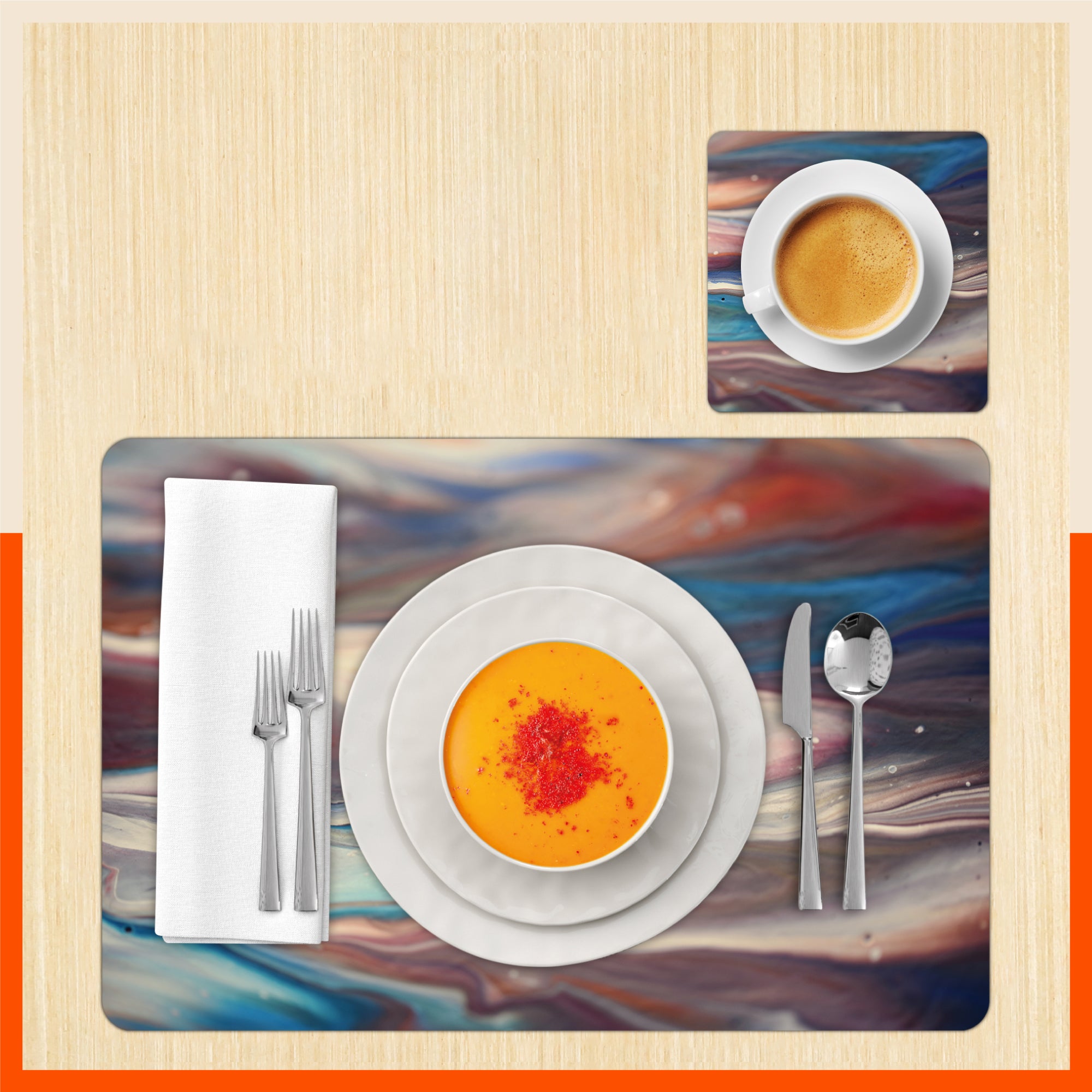Polypropylene Table Mats & Coasters for Dining Table at Home (Galaxis - Set of 6)