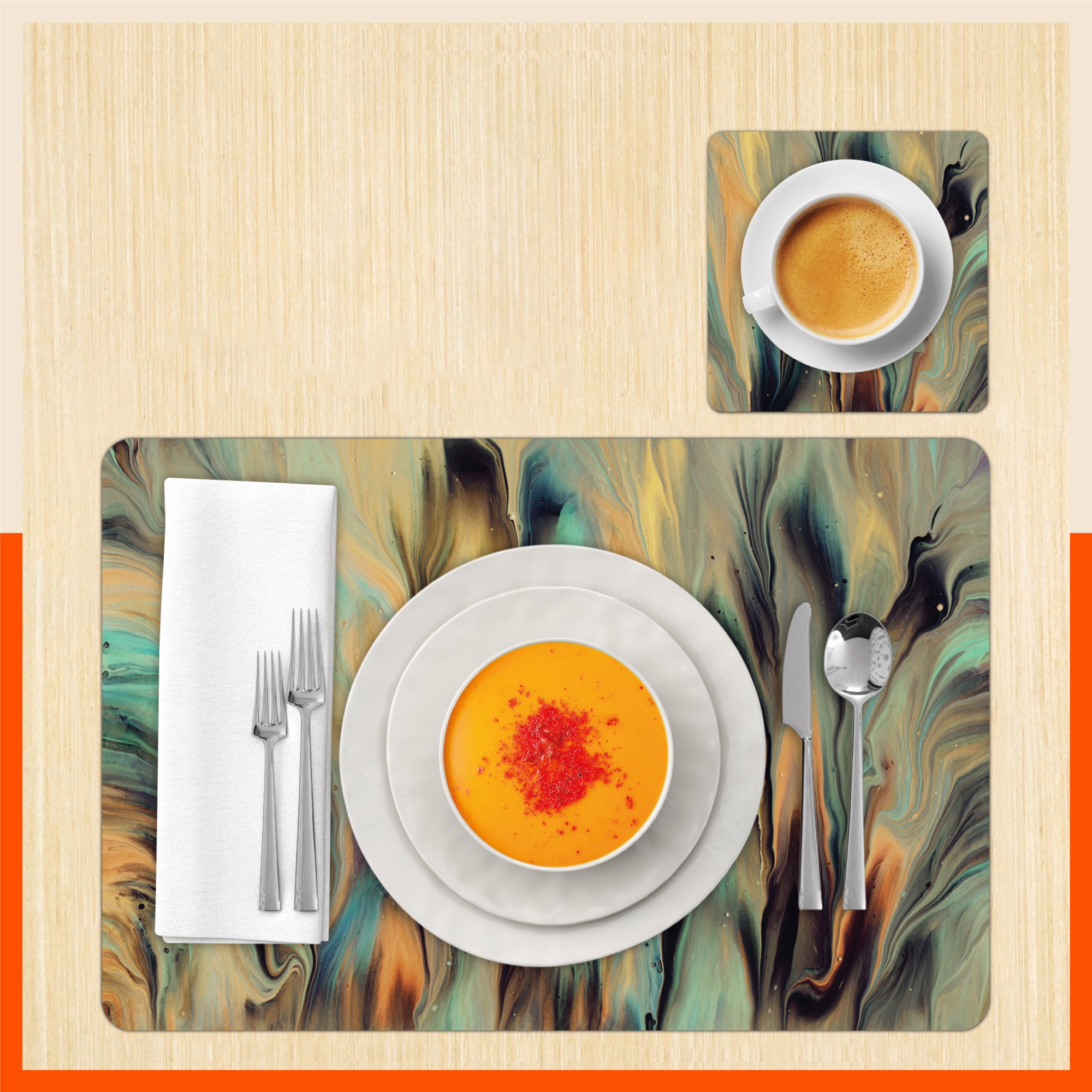 Polypropylene Table Mats & Coasters for Dining Table at Home (Twirl - Set of 6)