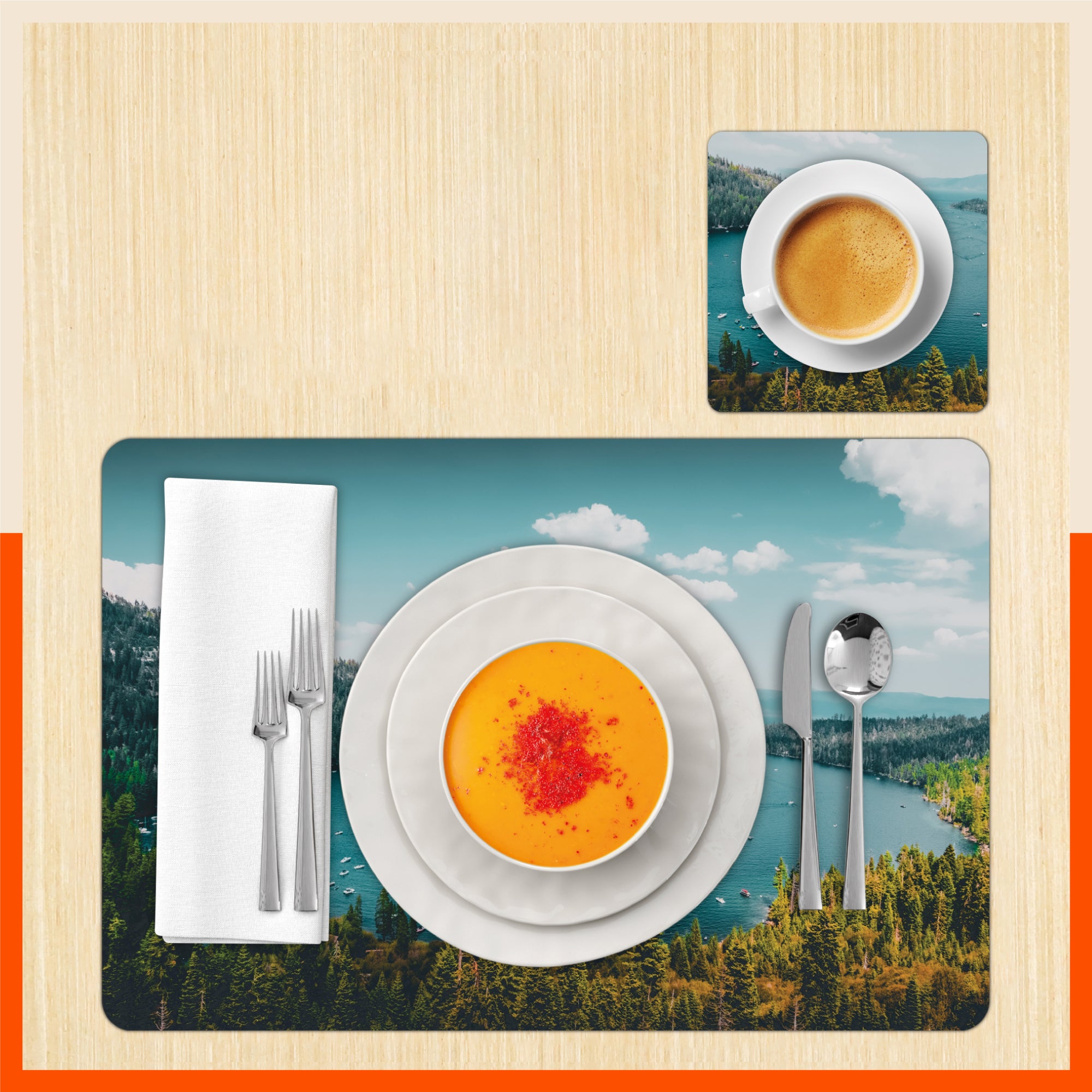 Polypropylene Table Mats & Coasters for Dining Table at Home (Oceanus - Set of 6)