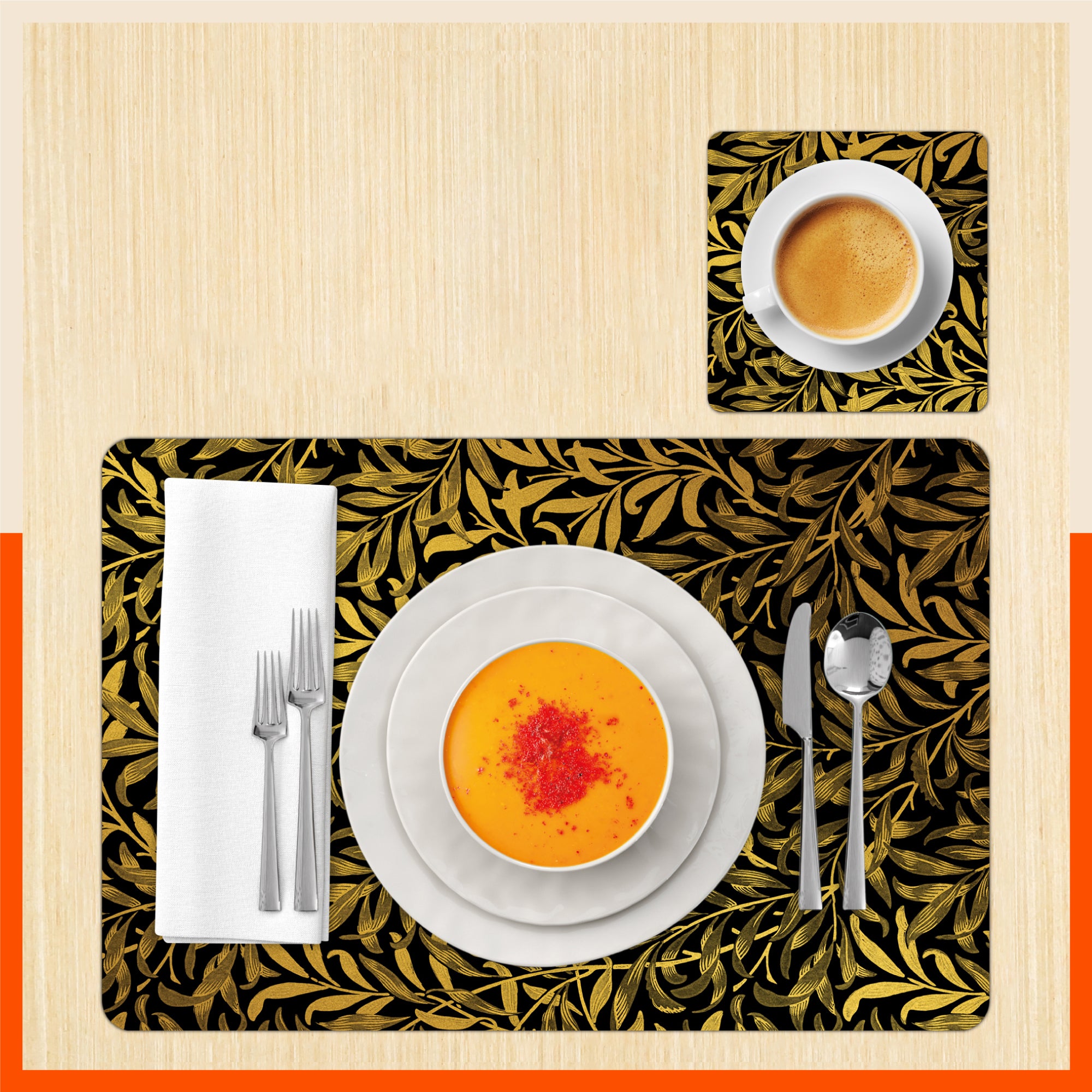 Polypropylene Table Mats & Coasters for Dining Table at Home (Quell - Set of 6)