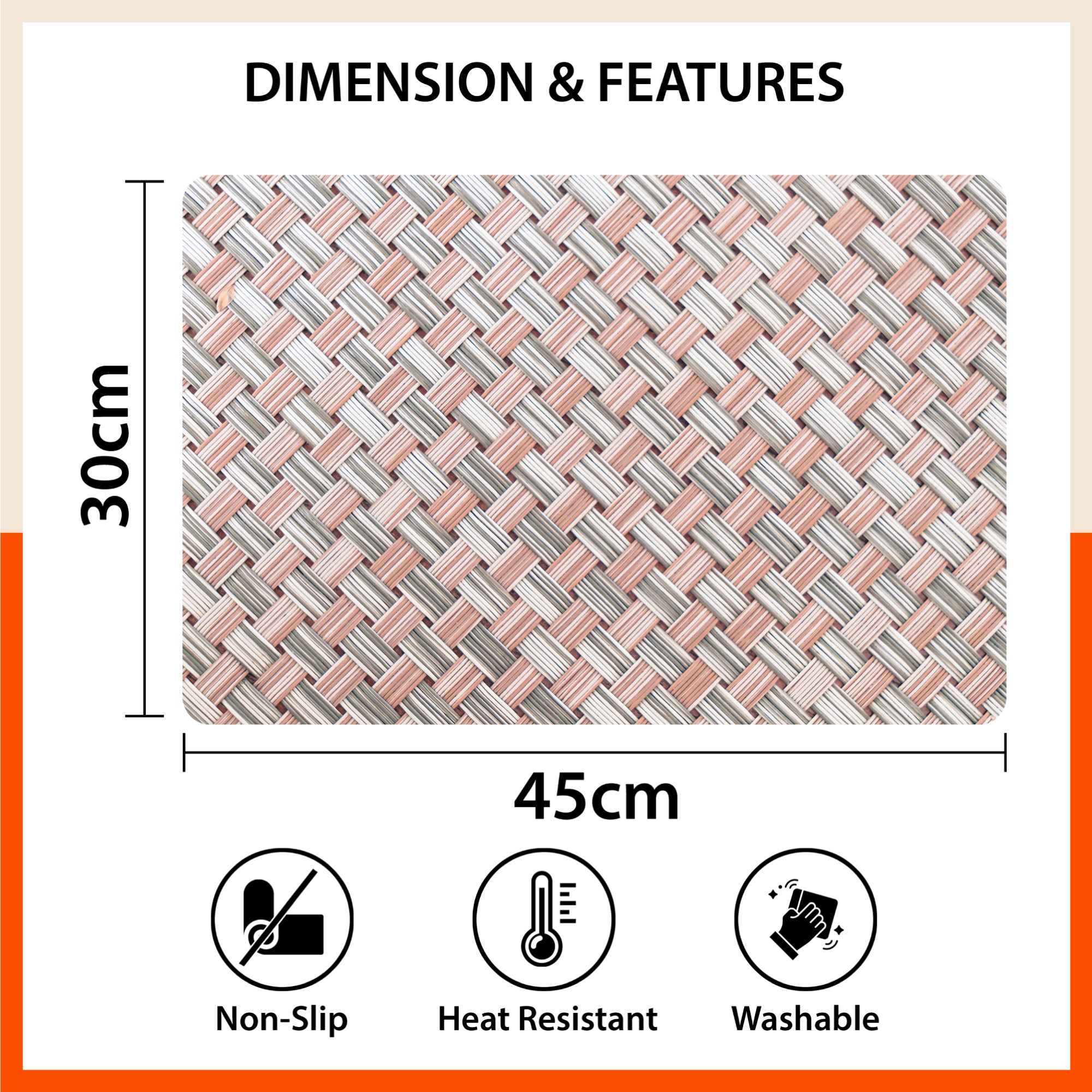 Polypropylene Table Mats & Coasters for Dining Table at Home (Modello - Set of 6)