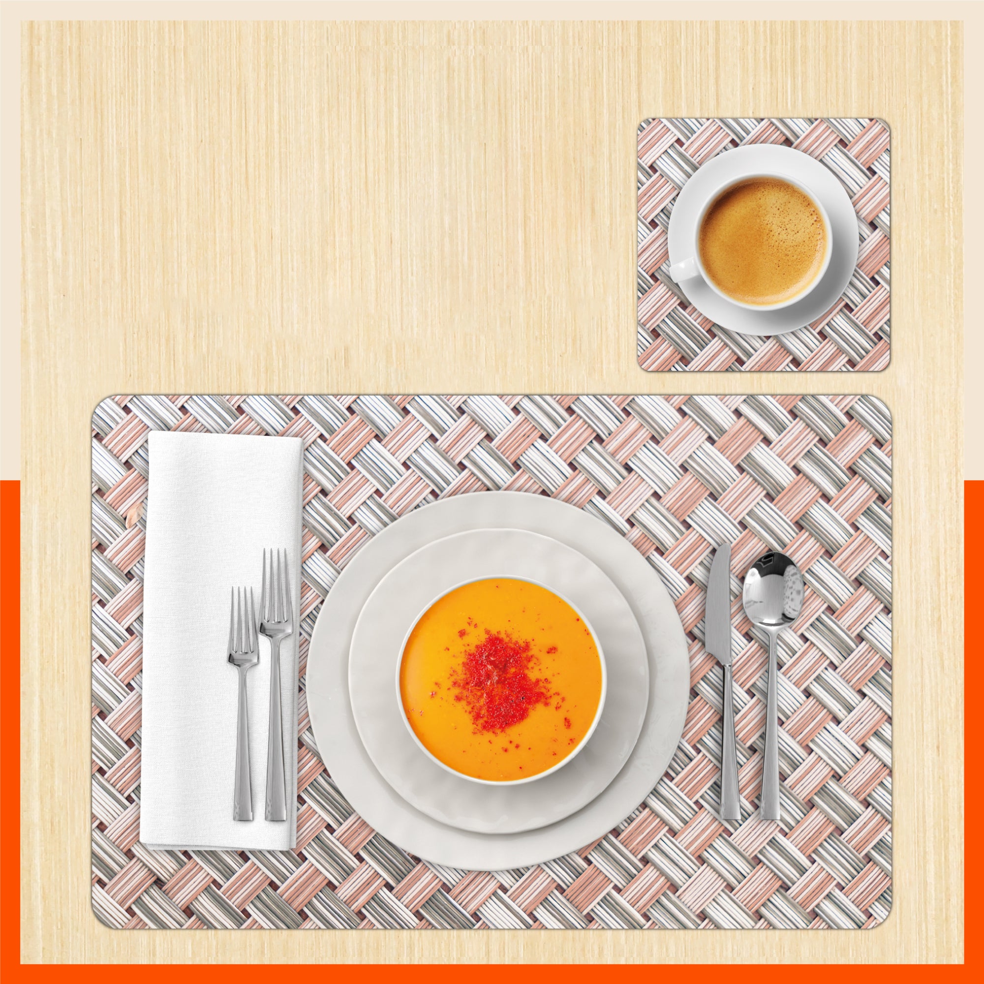 Polypropylene Table Mats & Coasters for Dining Table at Home (Modello - Set of 6)