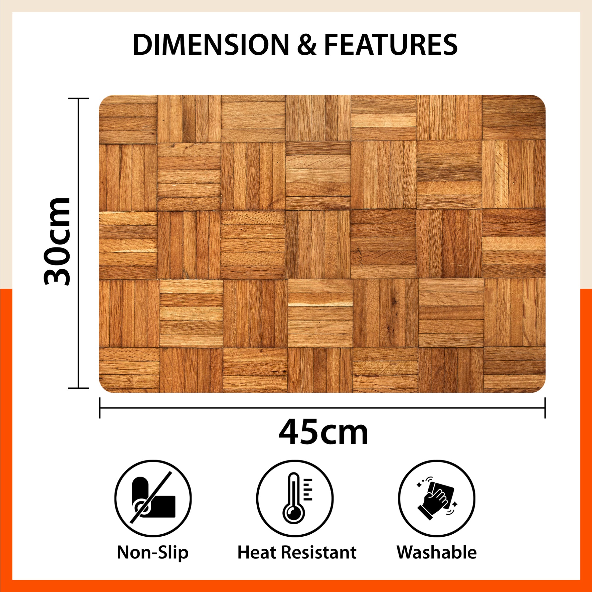 Polypropylene Table Mats & Coasters for Dining Table at Home (Madera - Set of 6)