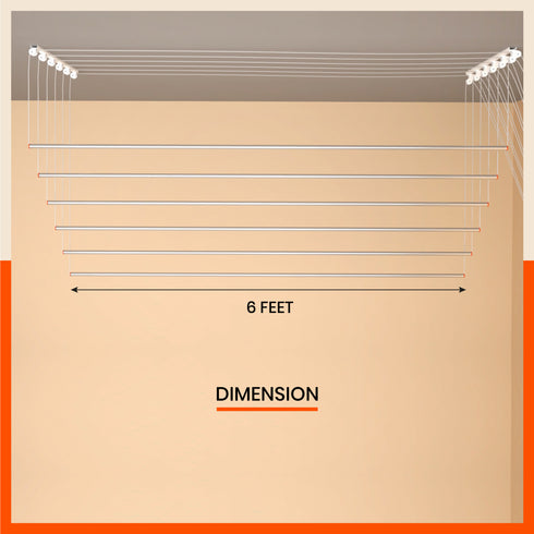 Bathla Mobidry Exa Stainless Steel Ceiling Cloth Dryer - 6ft x 4 Pipes