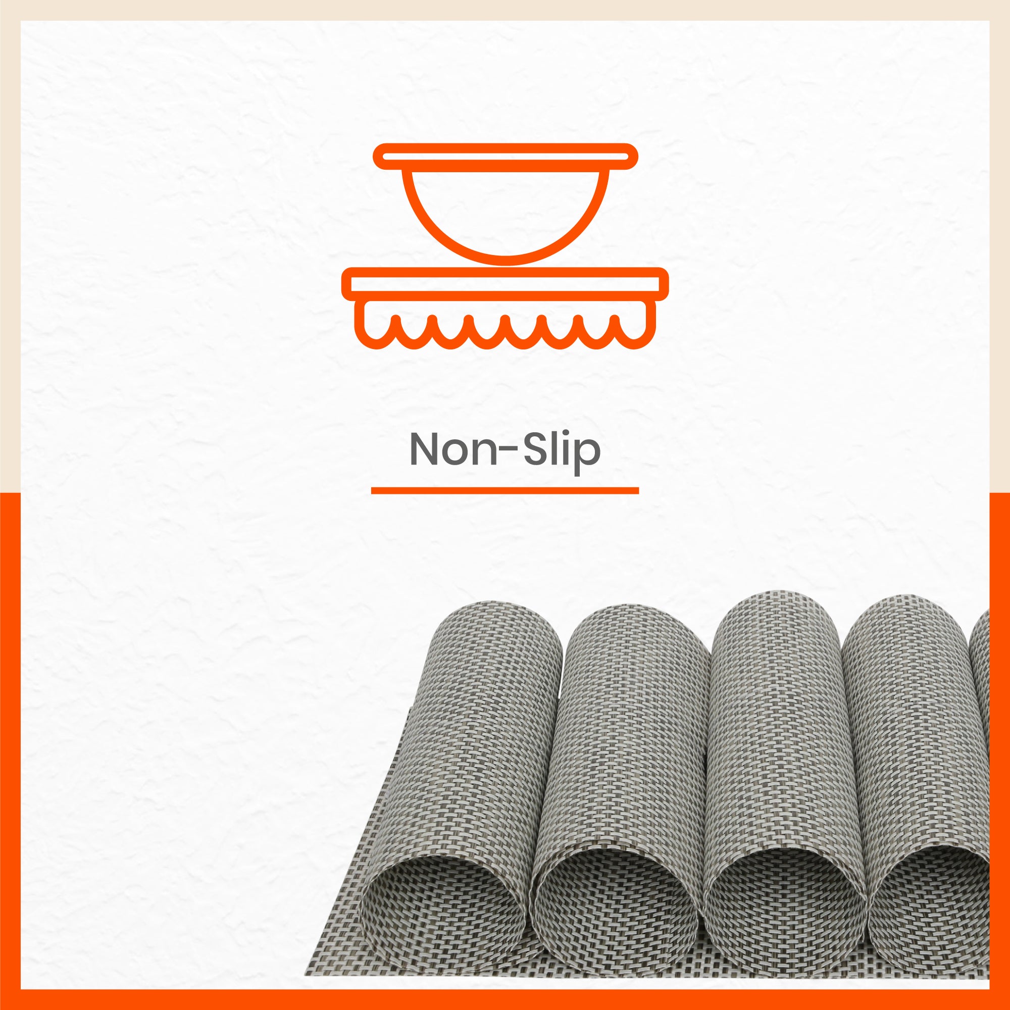Woven PVC Table Mats / Placemats for Dining Table at Home (Nora - Set of 6)
