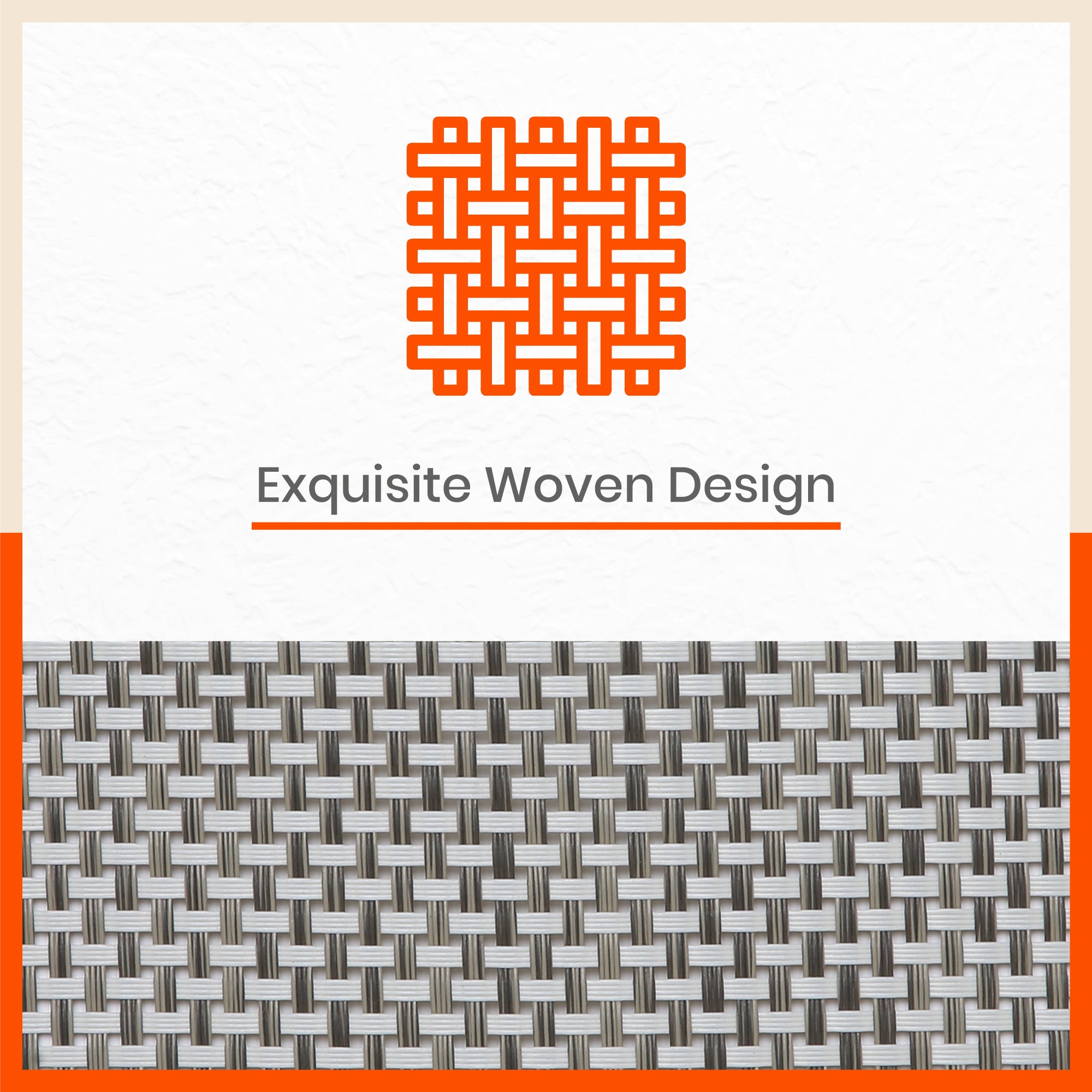 Woven PVC Table Mats / Placemats for Dining Table at Home (Nora - Set of 6)