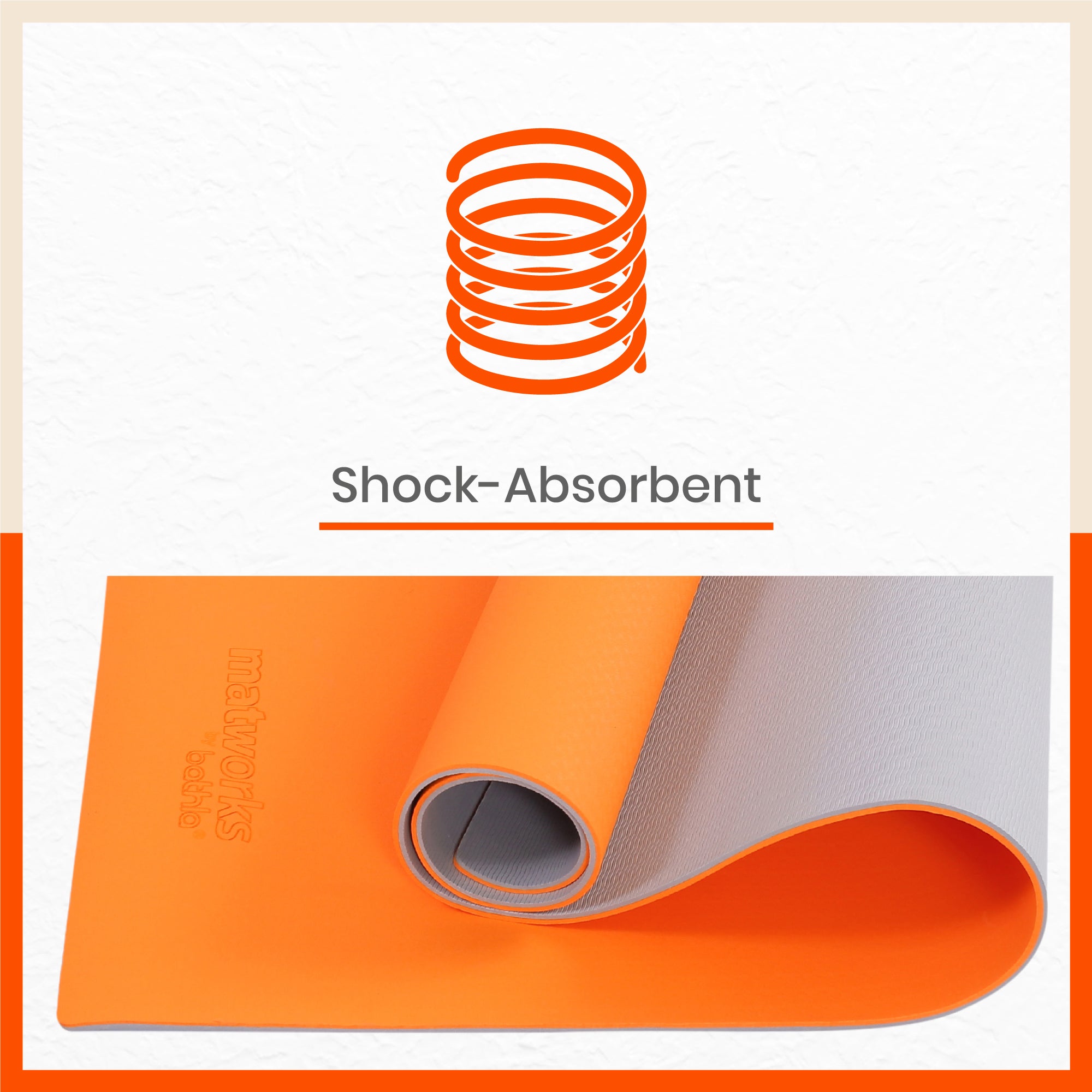 Moksh Premium Yoga Mat | Orange & Grey (Size: 24” x 72” Thickness: 8mm)