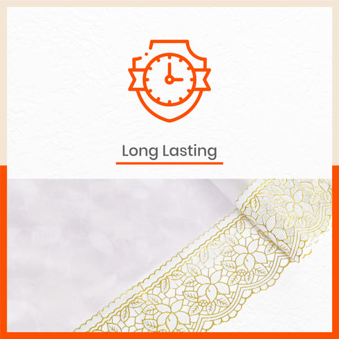 Aurum Plastic Table Cover with Golden Lace for Dining Table at Home - Circular - 78" | Pebbles