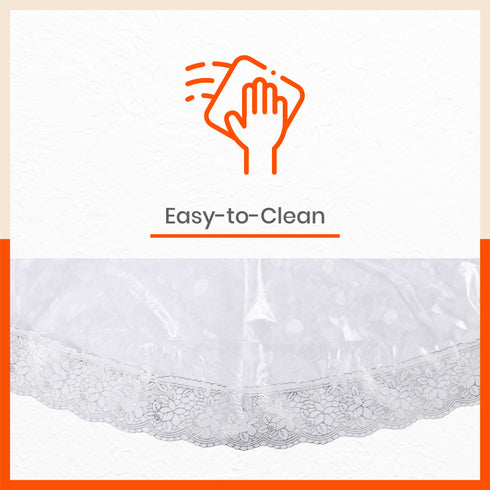 Argento Plastic Table Cover with Silver Lace for Dining Table at Home - Rectangular - (54" x 78") | Pebbles