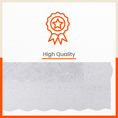 Albus Plastic Table Cover with White Lace for Dining Table at Home - Rectangular - (54" x 78") | Pebbles