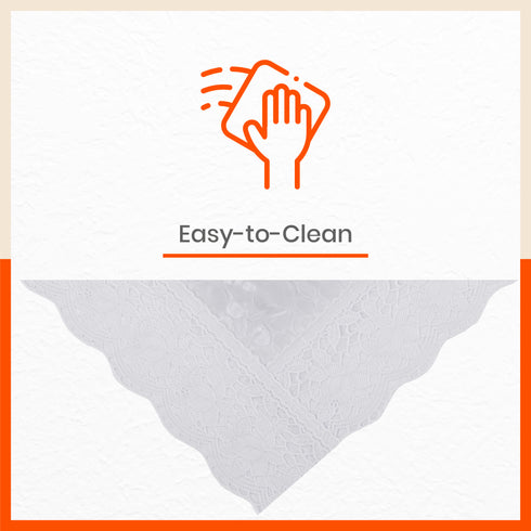 Albus Plastic Table Cover with White Lace for Dining Table at Home - Rectangular - (54" x 78") | Pebbles