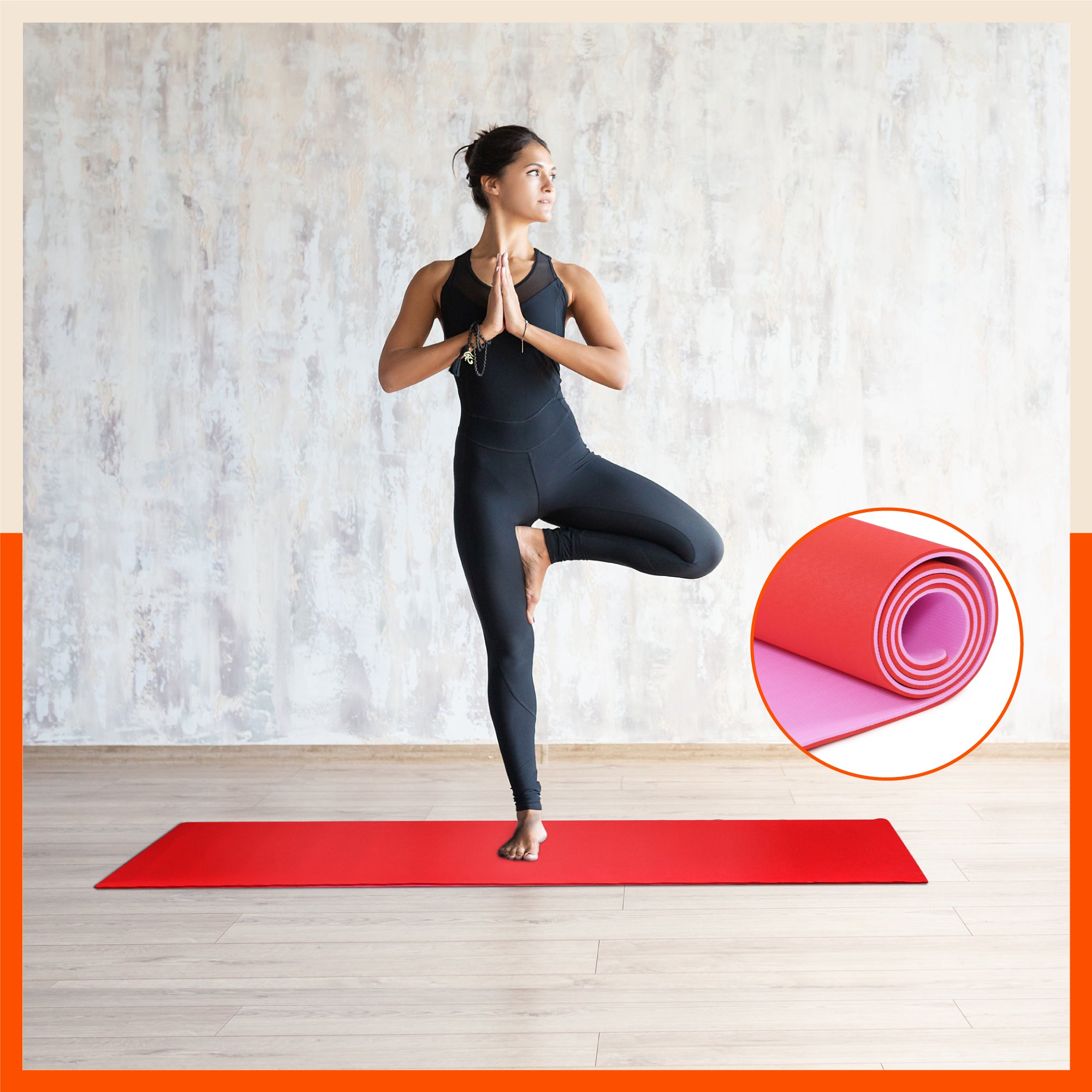 Kriya Classic Yoga Mat Red Pink (Size: 24” x 72” Thickness