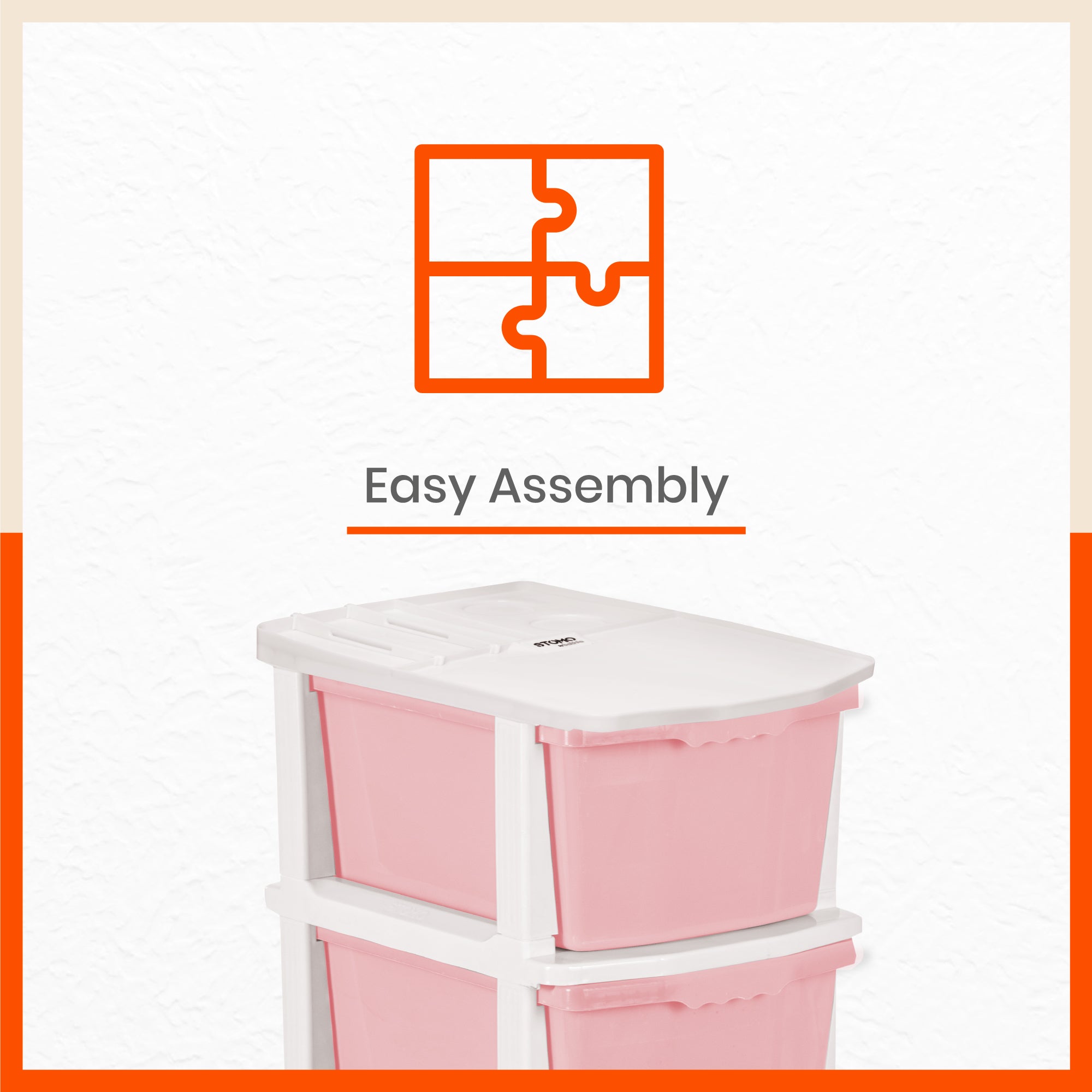 Stomo 3 Drawer Multi-Purpose Storage Organizer for Home and Office (Peach)