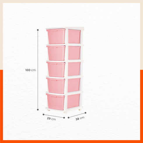 Stomo 5 Drawer Multi-Purpose Storage Organizer for Home and Office (Peach)