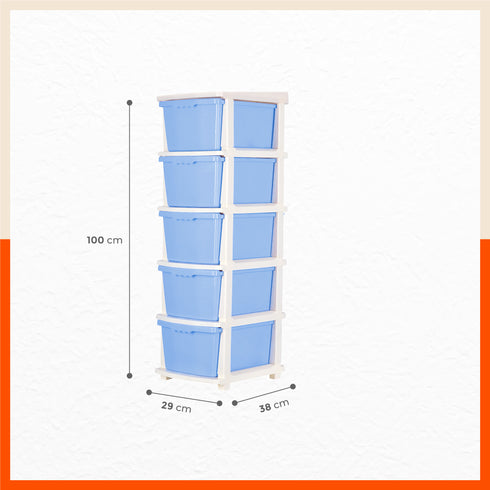 Stomo 5 Drawer Multi-Purpose Storage Organizer for Home and Office (Sky Blue)