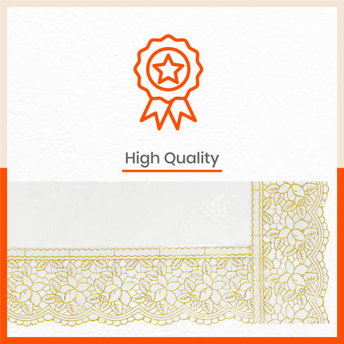 Aurum Plastic Table Cover with Golden Lace for Dining Table at Home - Rectangular - (60" x 108") | Plain