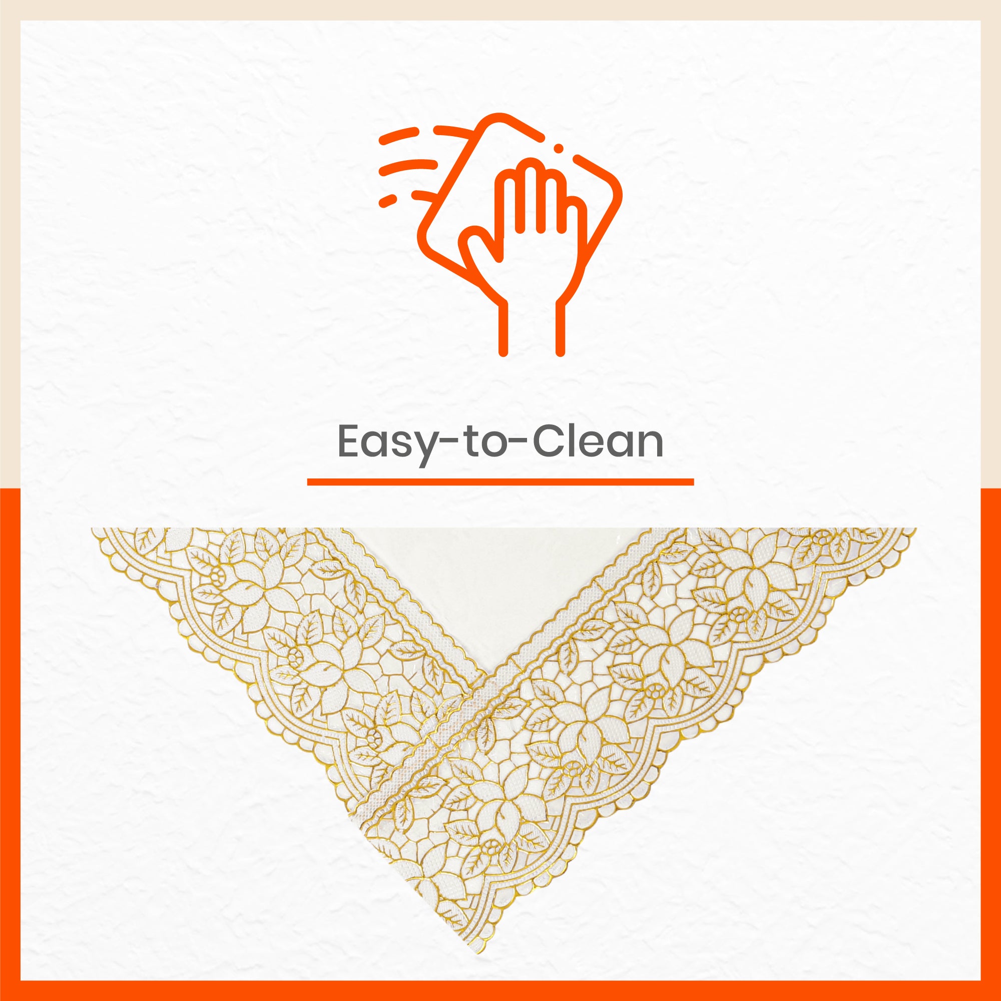Aurum Plastic Table Cover with Golden Lace for Dining Table at Home - Rectangular - (54" x 78") | Plain