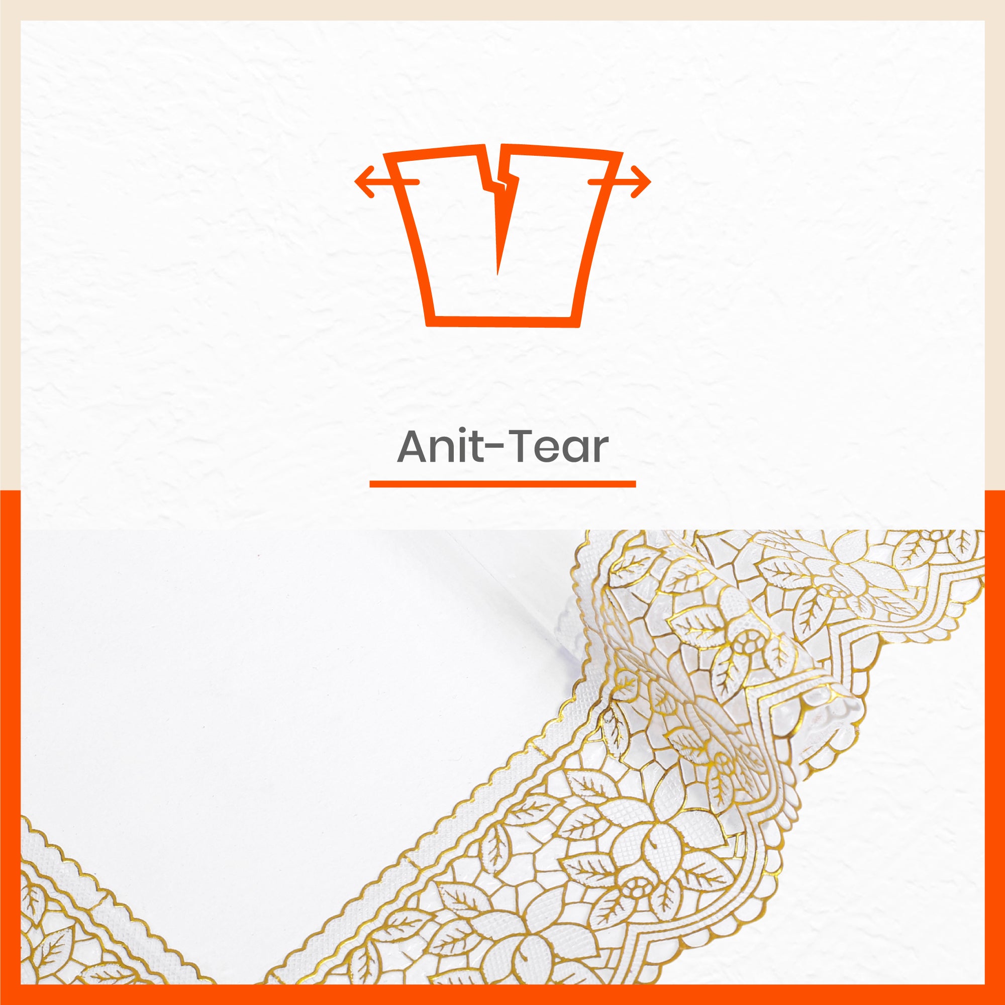Aurum Plastic Table Cover with Golden Lace for Dining Table at Home - Rectangular - (60" x 90") | Plain