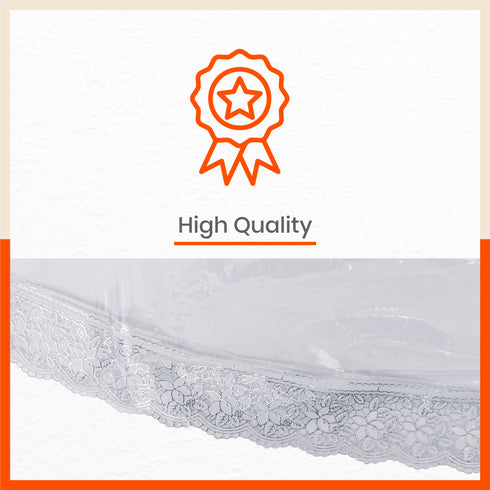 Argento Plastic Table Cover with Silver Lace for Dining Table at Home- Circular - 60" | Pebbles