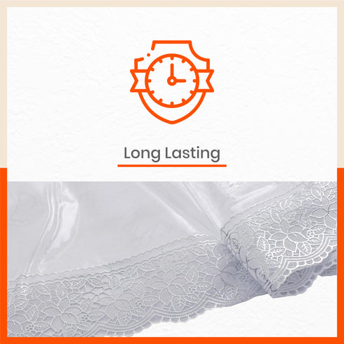 Argento Plastic Table Cover with Silver Lace for Dining Table at Home - Circular - 60" | Plain