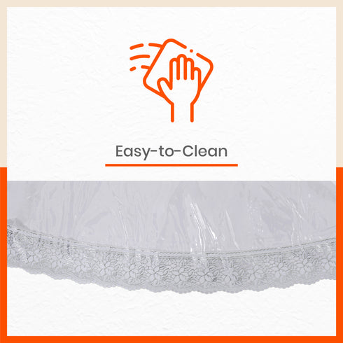 Argento Plastic Table Cover with Silver Lace for Dining Table at Home- Circular - 60" | Pebbles