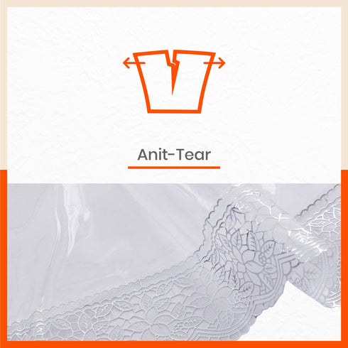 Argento Plastic Table Cover with Silver Lace for Dining Table at Home - Circular - 60" | Plain