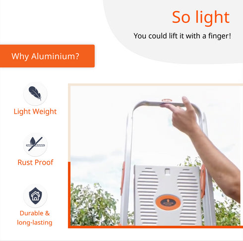 Bathla Advance 5-Step Foldable Aluminium Ladder For Home (Orange)