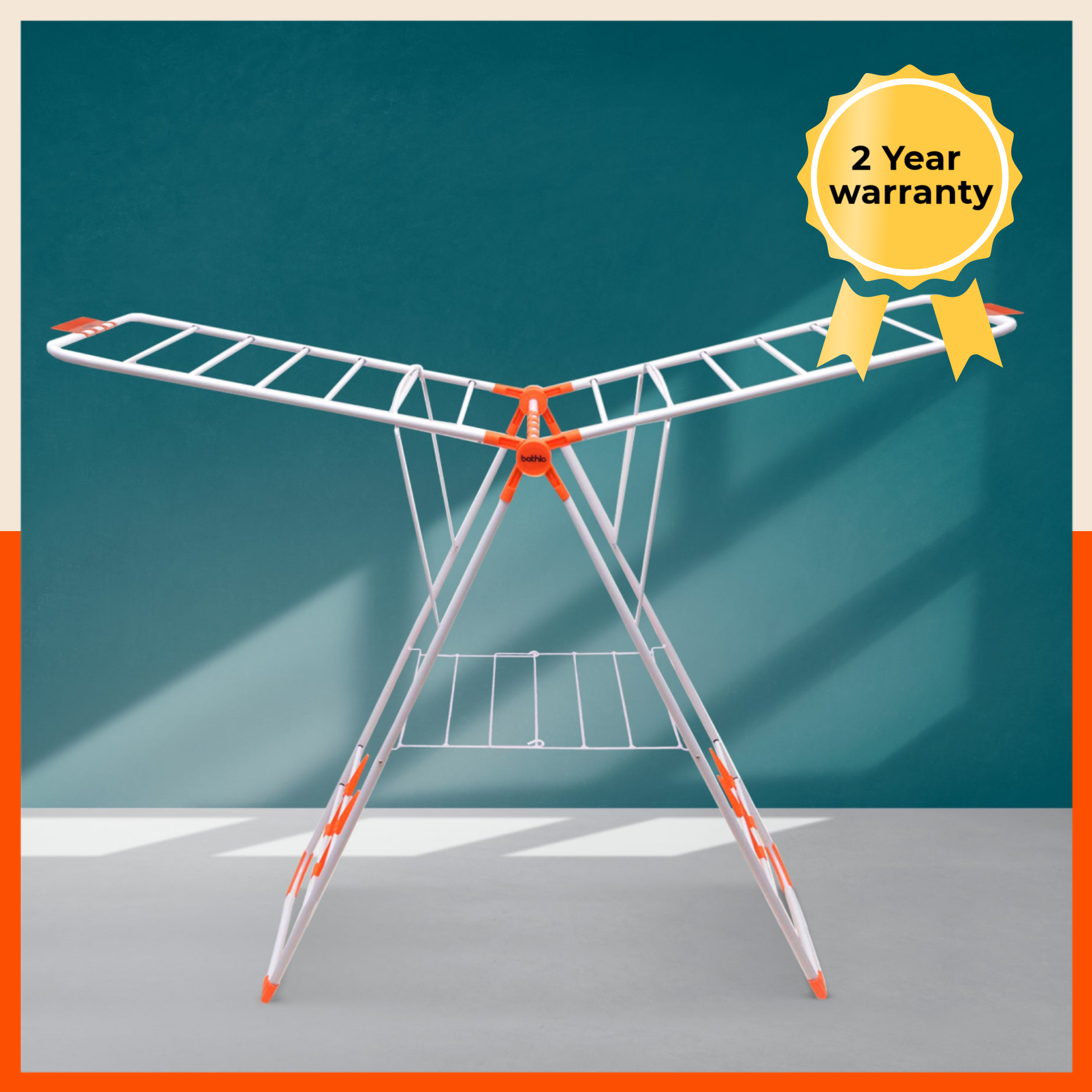 Bathla Mobidry Neo Foldable Cloth Drying Stand For Home (Orange)